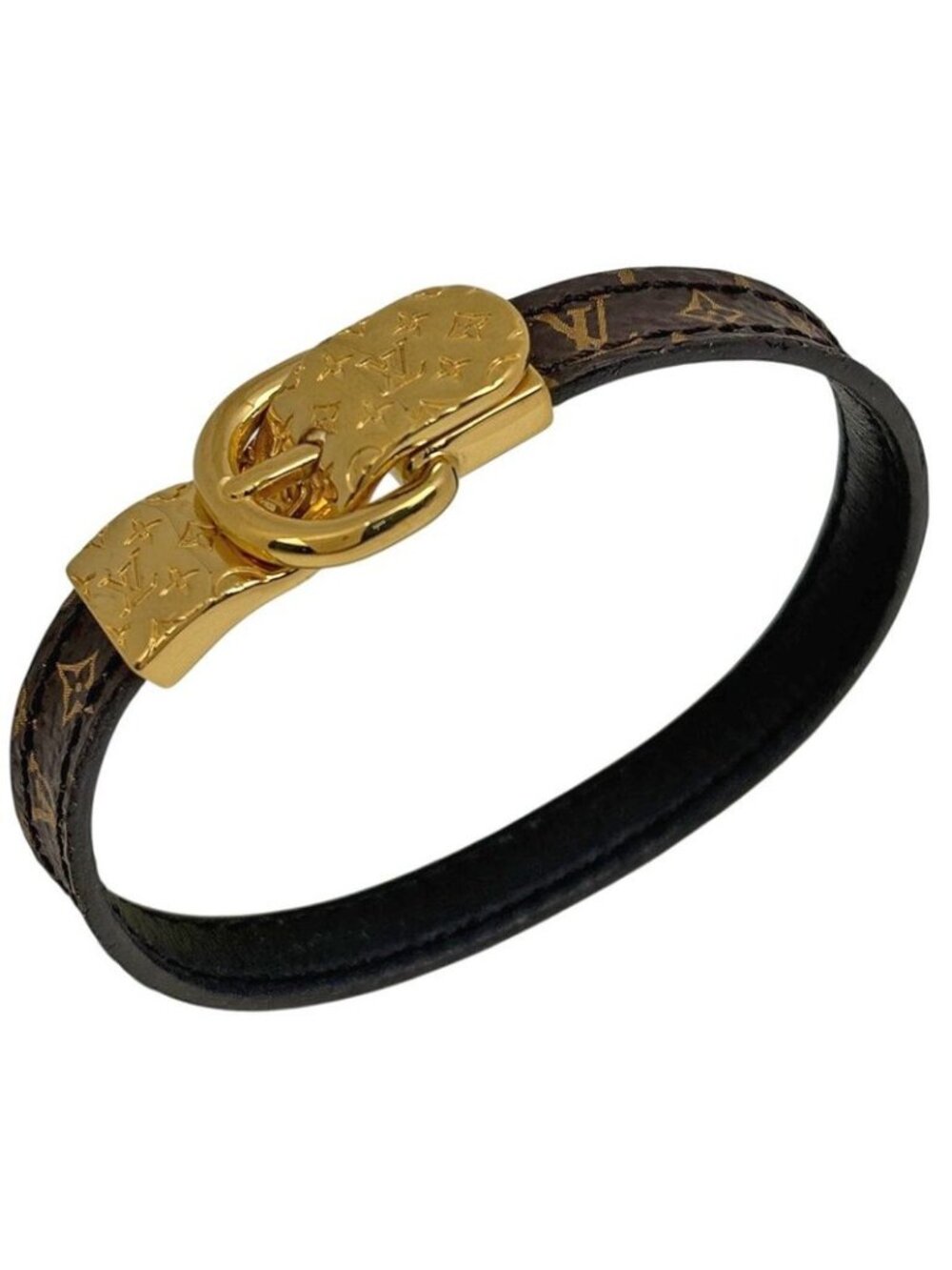 Louis Vuitton Bracelet Fasten Your LV Monogram Brown Gold - Picture 1 of 6